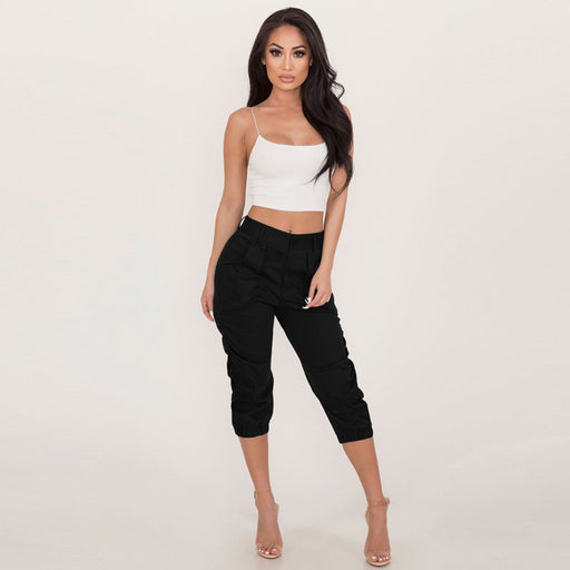 Color-Black-Women Clothing Casual Cropped Pants Workwear Harem Pants-Fancey Boutique
