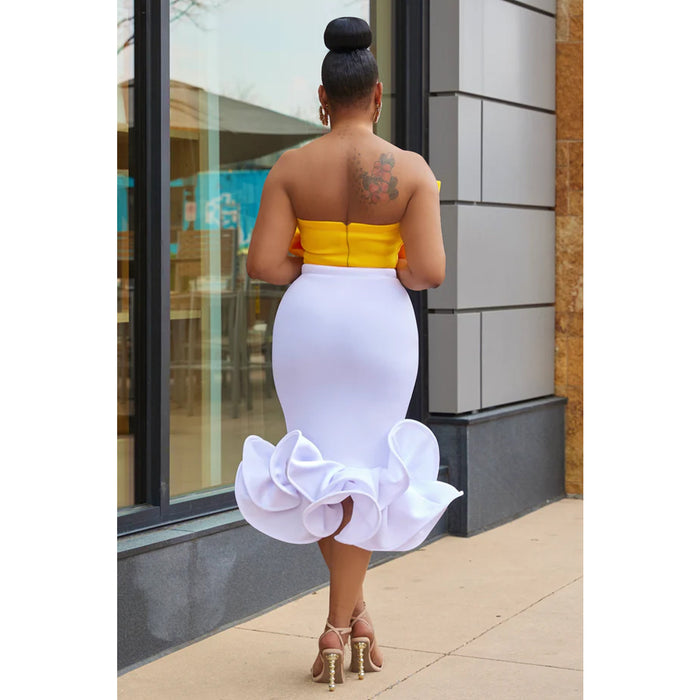 Color-Women Wear Sleeveless Tube Top Bow Hip Skirt Two Piece Set 3D Decoration-Fancey Boutique