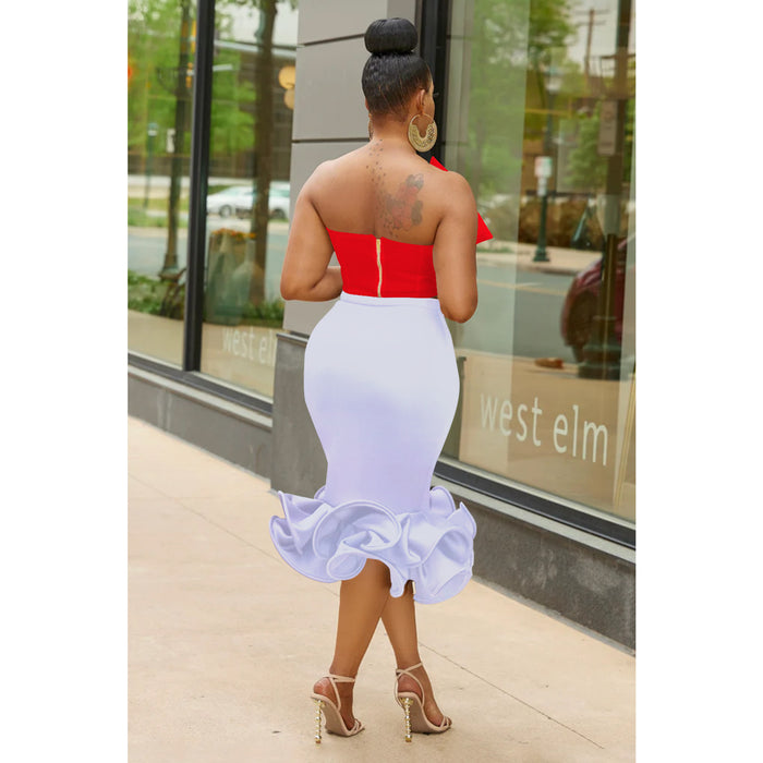 Color-Women Wear Sleeveless Tube Top Bow Hip Skirt Two Piece Set 3D Decoration-Fancey Boutique