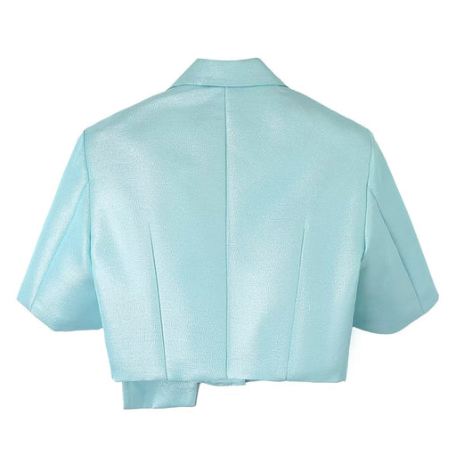 Color-Slim Turn down Collar Coat Elegant Women Clothing Office Solid Color Short-Fancey Boutique