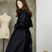 Color-Black-Element Khaki Trench Coat for Women Spring Autumn Retro Elegant British Overknee Long Coat-Fancey Boutique