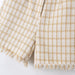 Color-Spring Loose Plaid Straight Leg Pants Sweet Fresh Women Pants Contrast Color Tassel Shorts-Fancey Boutique