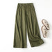 Color-Summer Blend Pleated Wide Mop Trousers Wide Leg Pants Women-Fancey Boutique