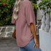 Color-Summer Women Clothing V neck Pocket Waffle Casual Short-Sleeved T shirt-Fancey Boutique