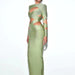 Color-Socialite Low Cut Bandage CrissCross Cropped Outfit Hollow Out Cutout Long Slim Dress-Fancey Boutique