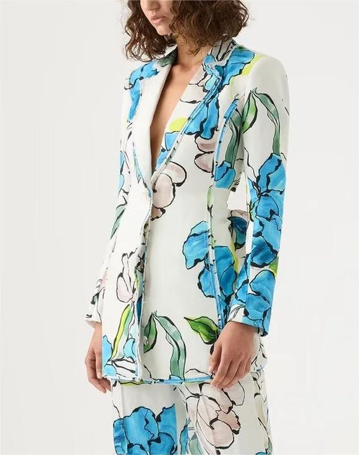 Color-Summer Seaside Vacation Long Sleeve Shirt Casual Printing Blazer for Women-Fancey Boutique