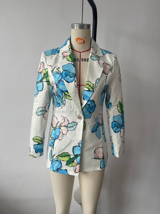 Color-Summer Seaside Vacation Long Sleeve Shirt Casual Printing Blazer for Women-Fancey Boutique