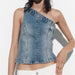 Color-Summer Women Vest Outer Wear Straight Slim Asymmetric Denim Top-Fancey Boutique