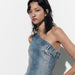 Color-Summer Women Vest Outer Wear Straight Slim Asymmetric Denim Top-Fancey Boutique