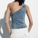 Color-Summer Women Vest Outer Wear Straight Slim Asymmetric Denim Top-Fancey Boutique