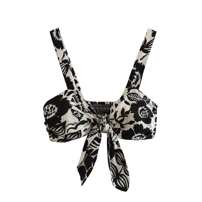 Color-Summer Wind Women Bow Tie Printing Small Sling-Fancey Boutique