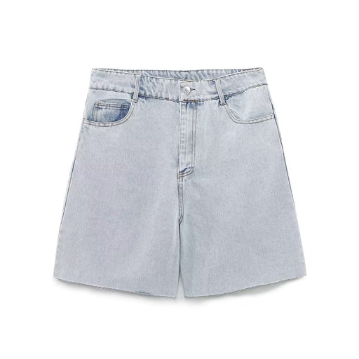 Color-Summer High Waist Straight Long Denim Shorts Casual Denim Shorts Shorts-Fancey Boutique