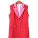 Color-Red-Women Mid Length Spring Autumn Thin Slim Fitting Sleeveless Waistcoat Vest-Fancey Boutique