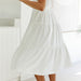 Color-Summer Natural Women Dress Hemp Cotton Tied V neck Loose Gathers Drape Dress-Fancey Boutique