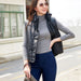 Color-Autumn Winter Women Leather Waistcoat Sleeveless Quilted Zipped Cotton Padded Jacket Stand Collar-Fancey Boutique