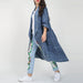 Color-Blue-Autumn Winter Loose Lapels Half Sleeve Irregular Asymmetric Hem Long Denim Trench Coat Coat for Women-Fancey Boutique