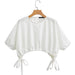 Color-White-Pleated Shirt Korean Women Clothing Summer Bow Pullover White Short Sleeve-Fancey Boutique