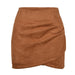 Color-Suede Solid Skirt Autumn Winter Heap Pleated Criss Cross Irregular Asymmetric Zipper Skirt Women Clothing-Fancey Boutique