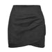 Color-Suede Solid Skirt Autumn Winter Heap Pleated Criss Cross Irregular Asymmetric Zipper Skirt Women Clothing-Fancey Boutique