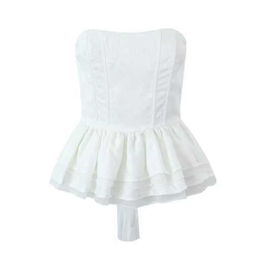 Color-White-Sexy Sexy Ruffled Waist Tube Top-Fancey Boutique