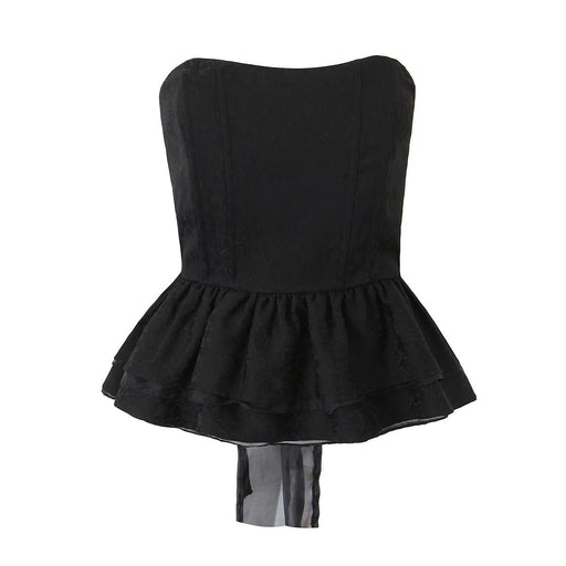 Color-Black-Sexy Sexy Ruffled Waist Tube Top-Fancey Boutique