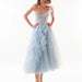 Color-Light Blue-Women Slim Mesh Dress Cocktail Princess Dress 3D Decoration-Fancey Boutique