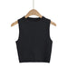 Color-Black-Summer round Neck Sleeveless Knitted Short Top Stretch Slimming Knitted Vest-Fancey Boutique
