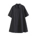 Color-Black-Spring Summer Office Simple Solid Color Niche Polo Collar Waist Trimming Short Sleeved Shirt Dress Women-Fancey Boutique