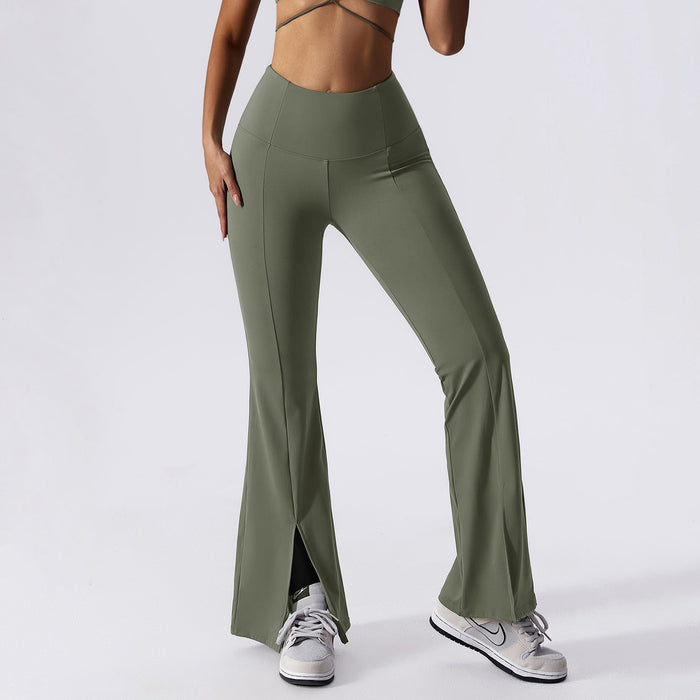 Color-Nude Wide Leg Yoga Pants Hip Lifting High Waist Sports Fitness Pants Dance Casual Flared Pants-Fancey Boutique