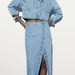 Color-Summer Women Short Denim Jacket Coat Mid Length Skirt Set-Fancey Boutique