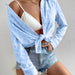 Color-Early Autumn Women Wear Long Sleeve Collared Shirt Heart Shaped Jacquard Cardigan Casual Top-Fancey Boutique