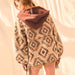 Color-Autumn Winter Aztec Vintage Woolen Patchwork Bag Sweater Women Zipper Hoodie with Drawstrings Top-Fancey Boutique