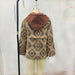 Color-Autumn Winter Aztec Vintage Woolen Patchwork Bag Sweater Women Zipper Hoodie with Drawstrings Top-Fancey Boutique