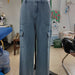 Color-Ladies Spring Summer Pure Cotton Washed Denim Multi Pocket Non Elastic Overalls-Fancey Boutique