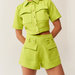 Color-Summer Women Clothing Tuyere Pocket Decoration Shirt Short Coat High Waist Slimming All Matching Shorts-Fancey Boutique