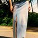 Color-Women Vintage Side Slit Denim Skirt High Waist Slimming Elegant Mid-Length A- Line Hip Skirt-Fancey Boutique