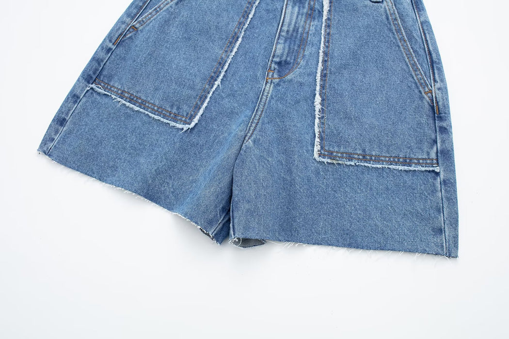 Color-Summer Women Retro Slim High Waist Denim Shorts-Fancey Boutique