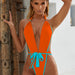 Color-Orange-Bikini Women One Piece Bandage Swimsuit Pull Edge Bikini Swimsuit-Fancey Boutique