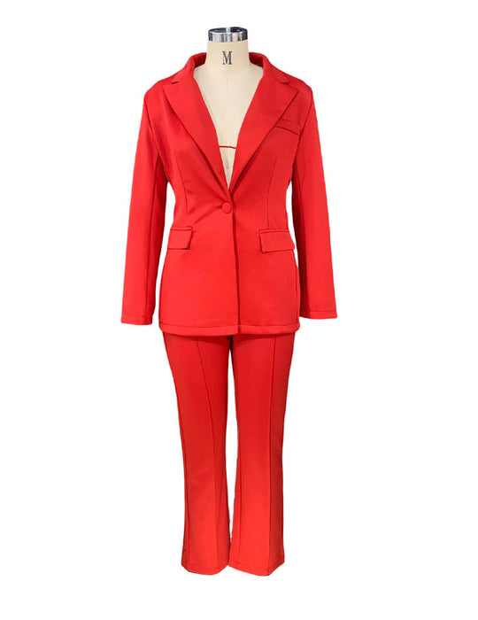 Color-Autumn Winter Suit Women Business Wear Jacket Solid Color Casual Pants Two-Piece Suit-Fancey Boutique