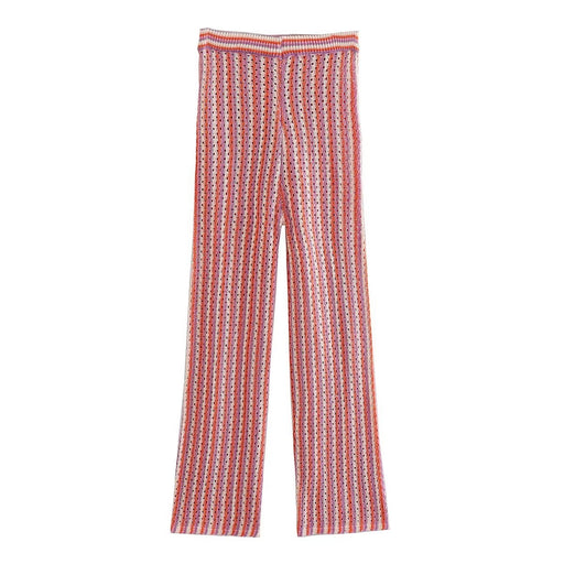 Color-Stripe-Women Hollow Out Cutout Decorative Knitted Trousers-Fancey Boutique
