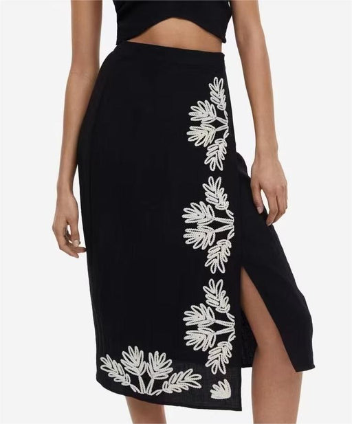 Color-Women Summer High Waist Embroidered Skirt-Fancey Boutique