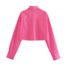 Color-Summer Wind Women Long Sleeve Six Color Pocket Decorative Short Shirt-Fancey Boutique