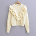 Color-Winter Women Clothes Gentle White Ruffled Crocheted Pullover Sweater Women Sweater-Fancey Boutique