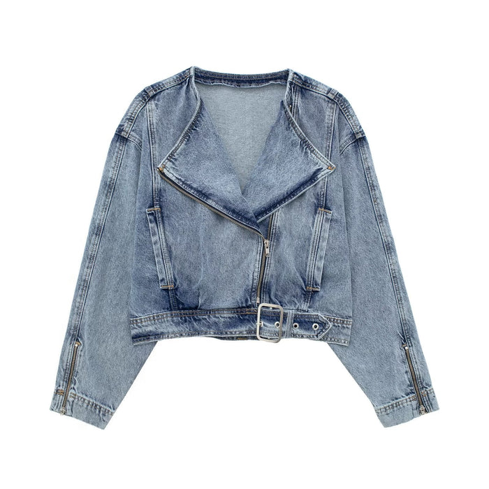 Color-Summer Loose Slimming Collared Denim Wind Breaker Coat for Women-Fancey Boutique