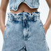 Color-Women Bud Shaped Waist Wide Leg Straight Denim Shorts-Fancey Boutique