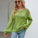 Color-Autumn Winter Hollow Out Cutout Out Pullover Knitwear Women Round Neck Sweater Women-Fancey Boutique