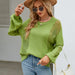 Color-Autumn Winter Hollow Out Cutout Out Pullover Knitwear Women Round Neck Sweater Women-Fancey Boutique