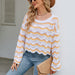 Color-Autumn Winter Women Clothing Long Sleeve Round Neck Knitted Striped Sweater Women-Fancey Boutique