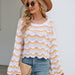 Color-Autumn Winter Women Clothing Long Sleeve Round Neck Knitted Striped Sweater Women-Fancey Boutique