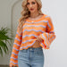 Color-Autumn Winter Women Clothing Long Sleeve Round Neck Knitted Striped Sweater Women-Fancey Boutique